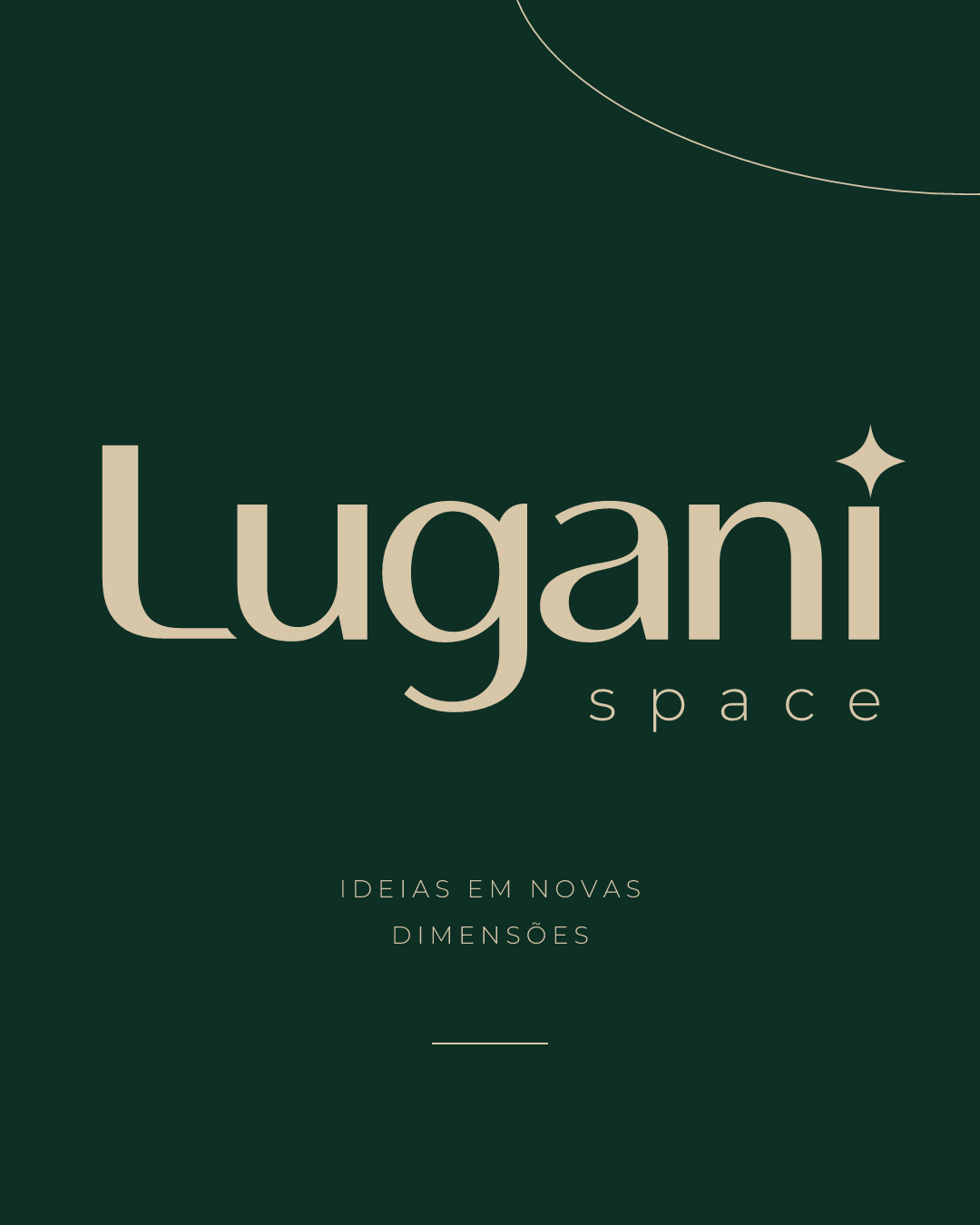 Arte Lugani Space com a frase Ideias em novas dimensões